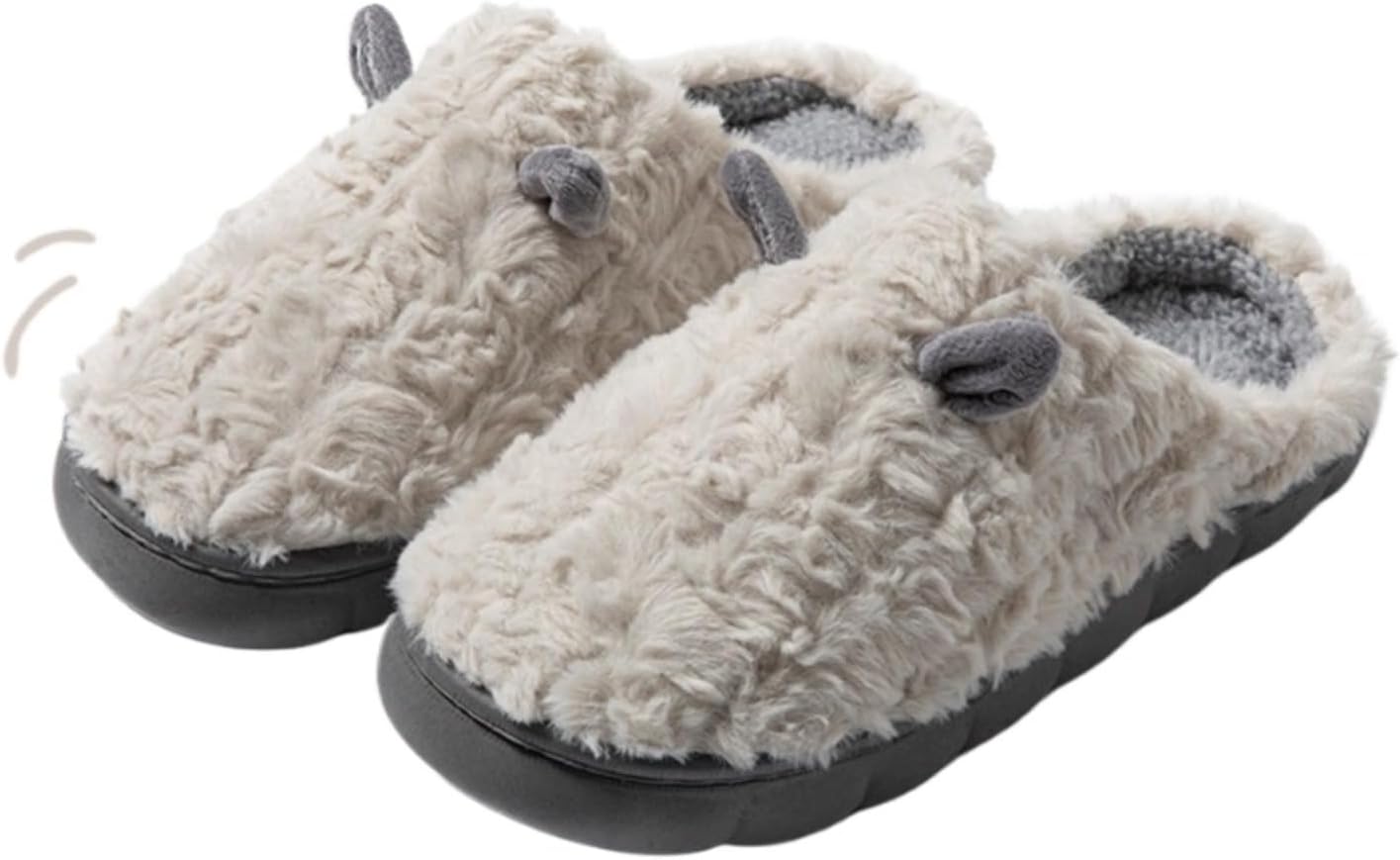 

Милые толстые плюшевые тапочки для женщин и мужчин с мягкой подошвой, теплые для дома на осень и зиму Azttoztto, серый