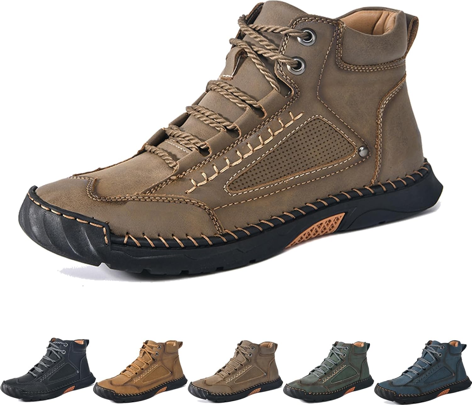 

Мужские удобные кожаные ботинки ручной работы xignfoea - водонепроницаемые, с поддержкой свода стопы, снятием давления, просторным мысом, кожаная обувь для улицы, хаки