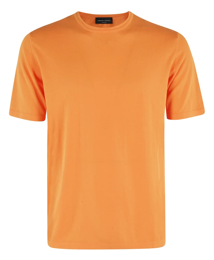 

Оранжевая хлопковая трикотажная футболка с короткими рукавами Roberto Collina, оранжевый