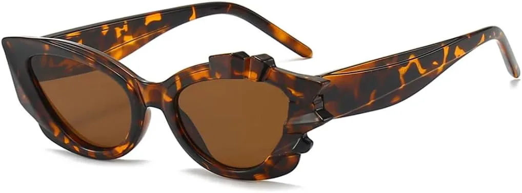 

Модные солнцезащитные очки «кошачий глаз» ярких цветов для женщин, ретро-дизайнерские панк-очки для мужчин, трендовые солнцезащитные очки UV400 SZVVBKK, Leopard