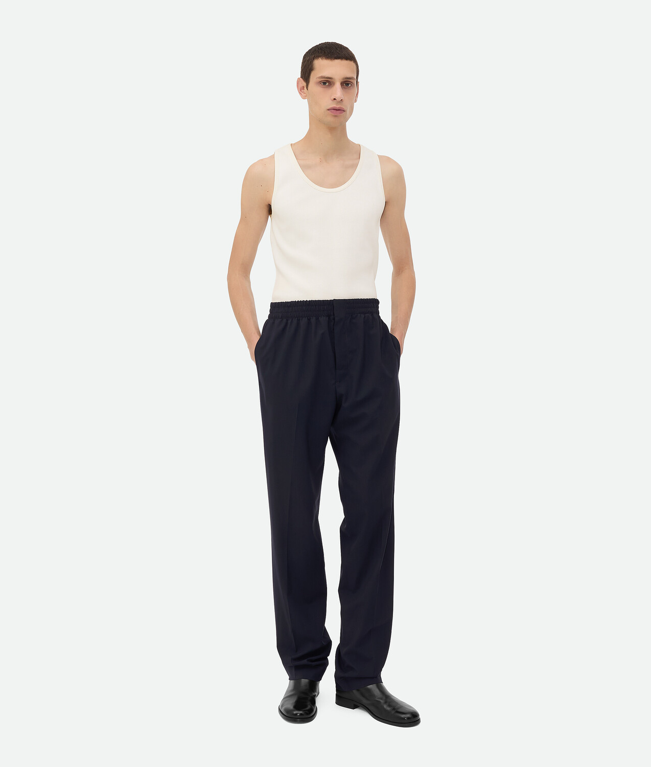 

Брюки из тонкой шерсти Bottega Veneta, темно-синий