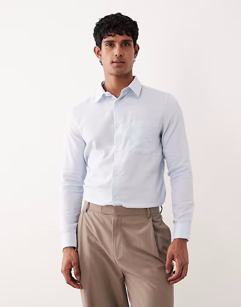 

Рубашка изящная, фактурная, легко гладится, синего цвета Asos Design