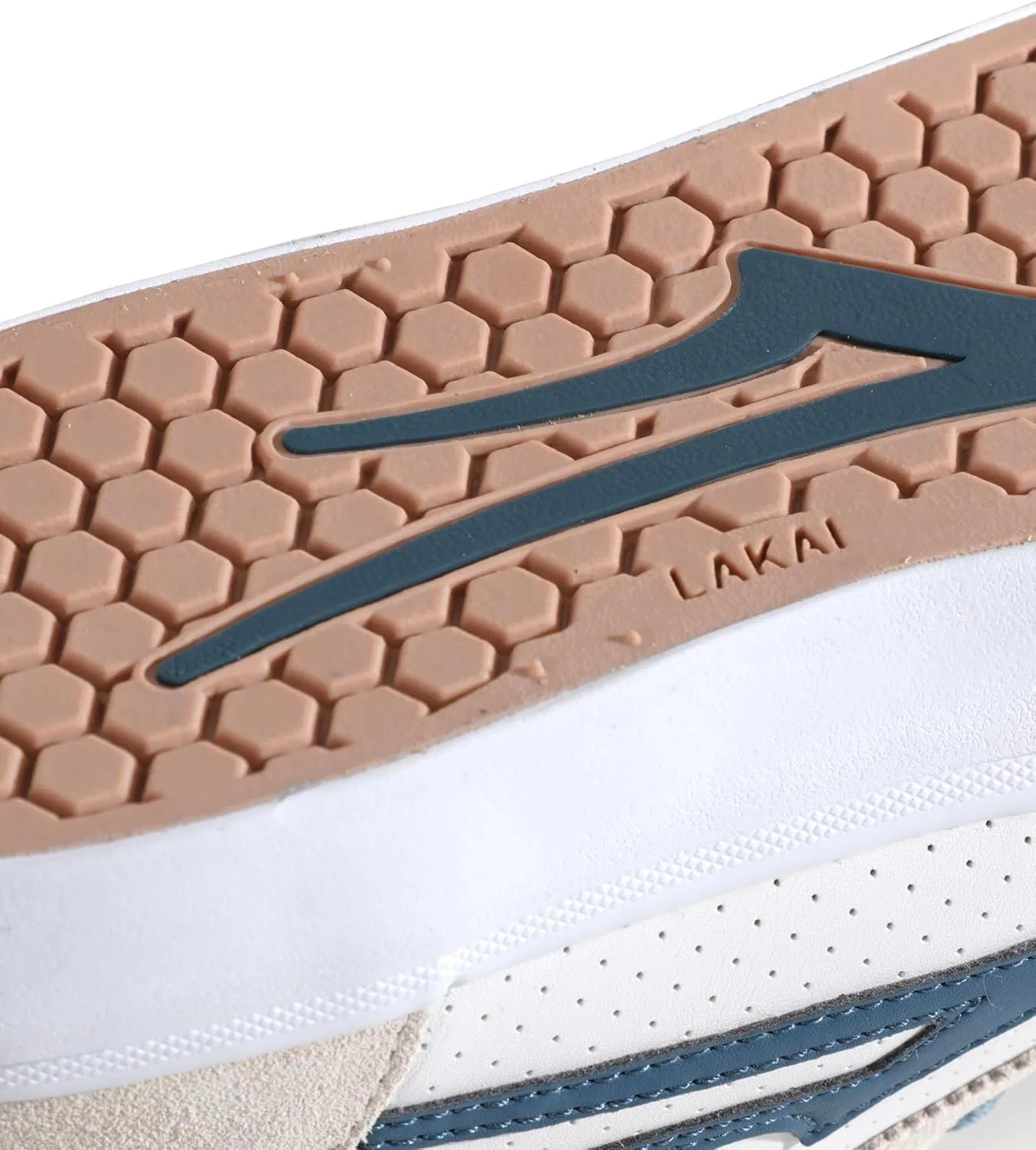 Мужские низкие скейтбордистские кроссовки Lakai Manchester, White Suede Navy Perf — фото 2
