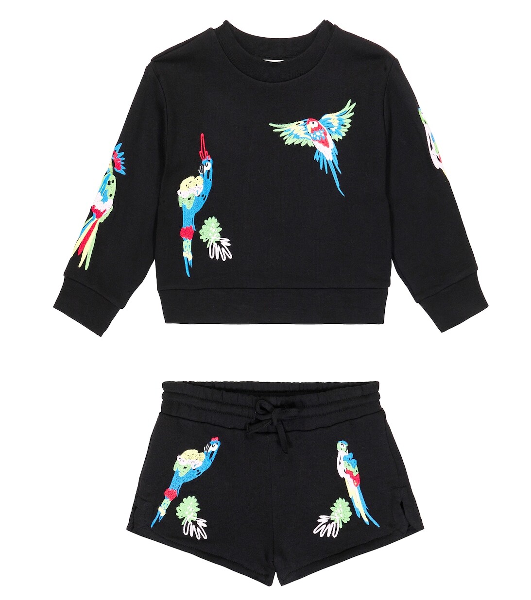 

Хлопковая толстовка и шорты с принтом Stella McCartney Kids, черный