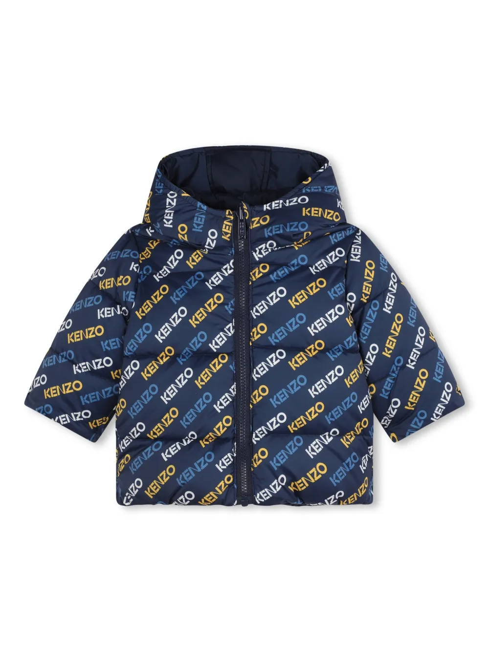

Двусторонний пуховик с логотипом Kenzo Kids, синий