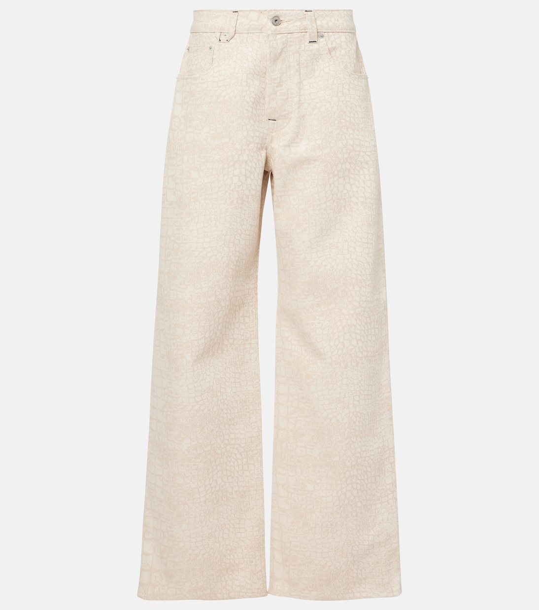 

Джинсы с эффектом крокодила и широкими штанинами Jacquemus, Croco Beige