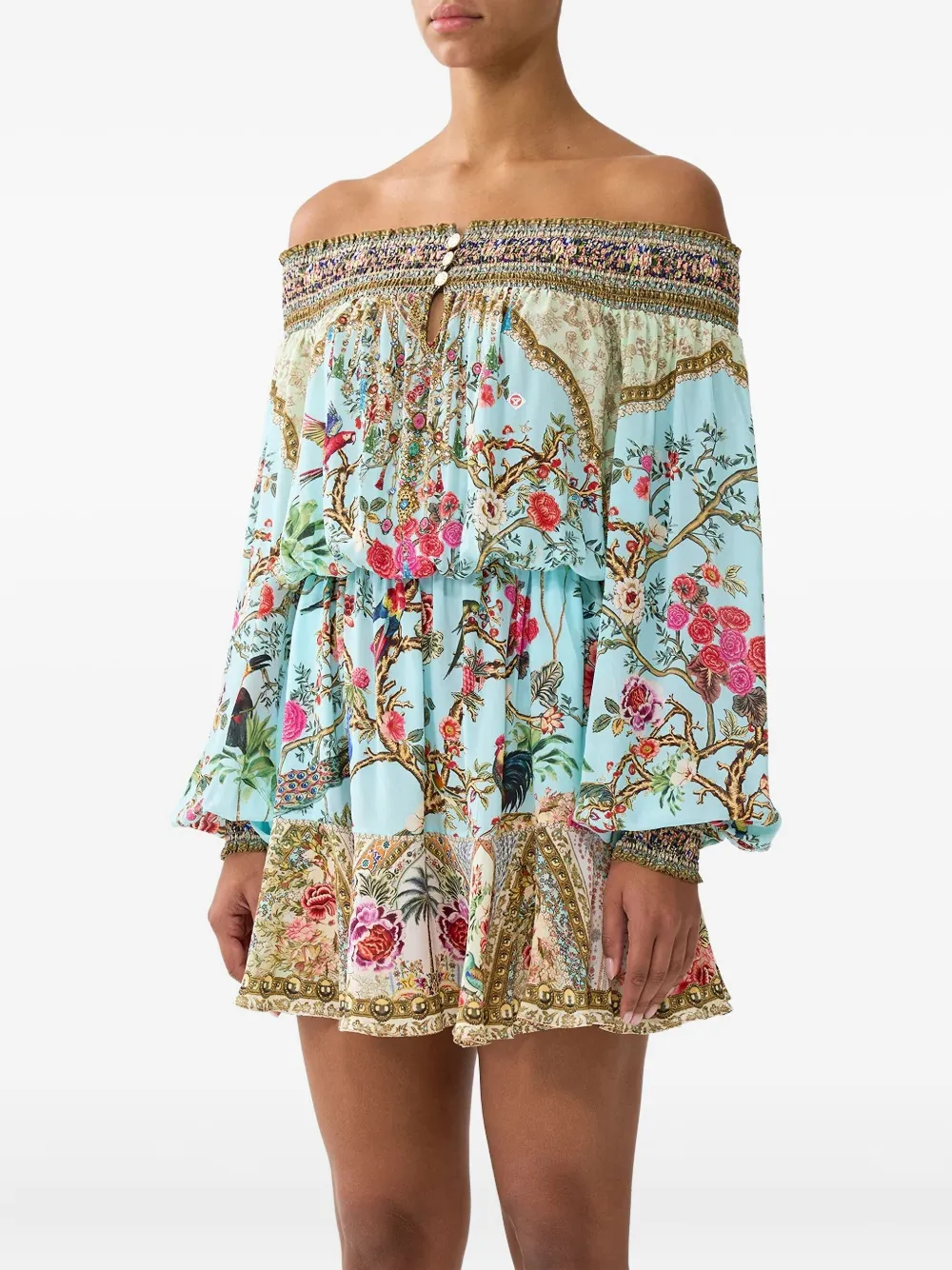 

Мини-платье Sultans And Queens с открытыми плечами Camilla, синий