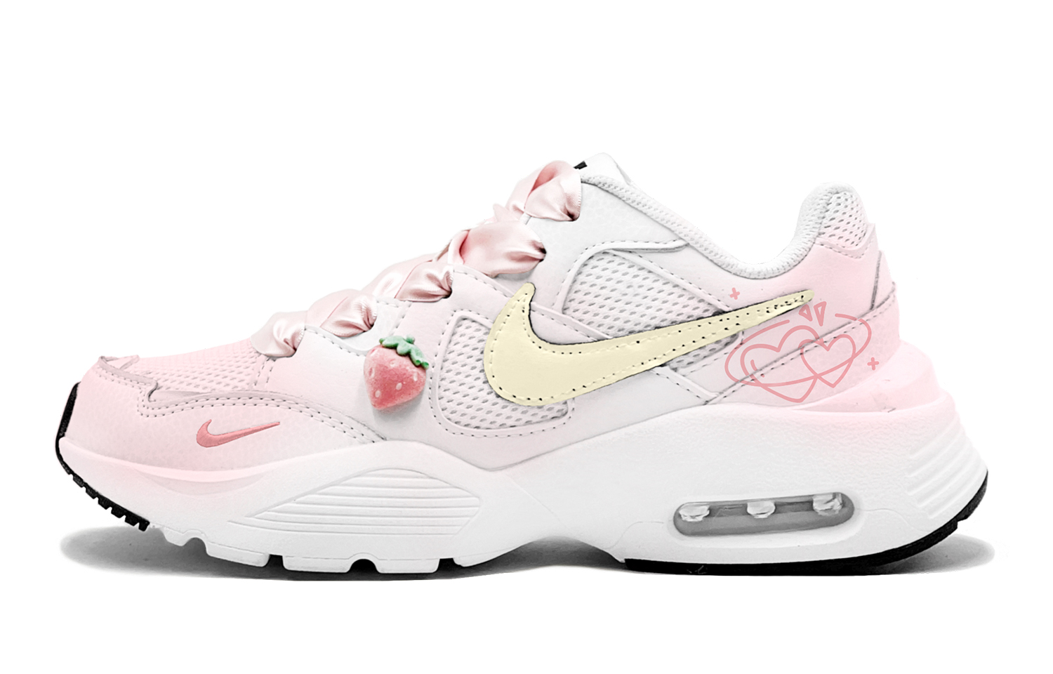 Nike Женские бело-розовые кеды Air Max Fusion с амортизацией, противоскользящей подошвой и дышащим верхом, цвет White Pink — фото 2