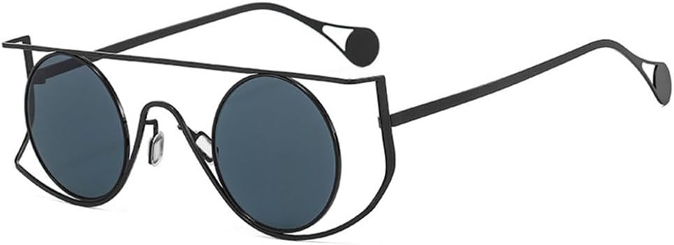 

Винтажные круглые солнцезащитные очки для мужчин, маленькая оправа, солнцезащитные очки для женщин с защитой от УФ-излучения UV400, очки для вождения, стиль стимпанк TYUVIVO, C1black-black.