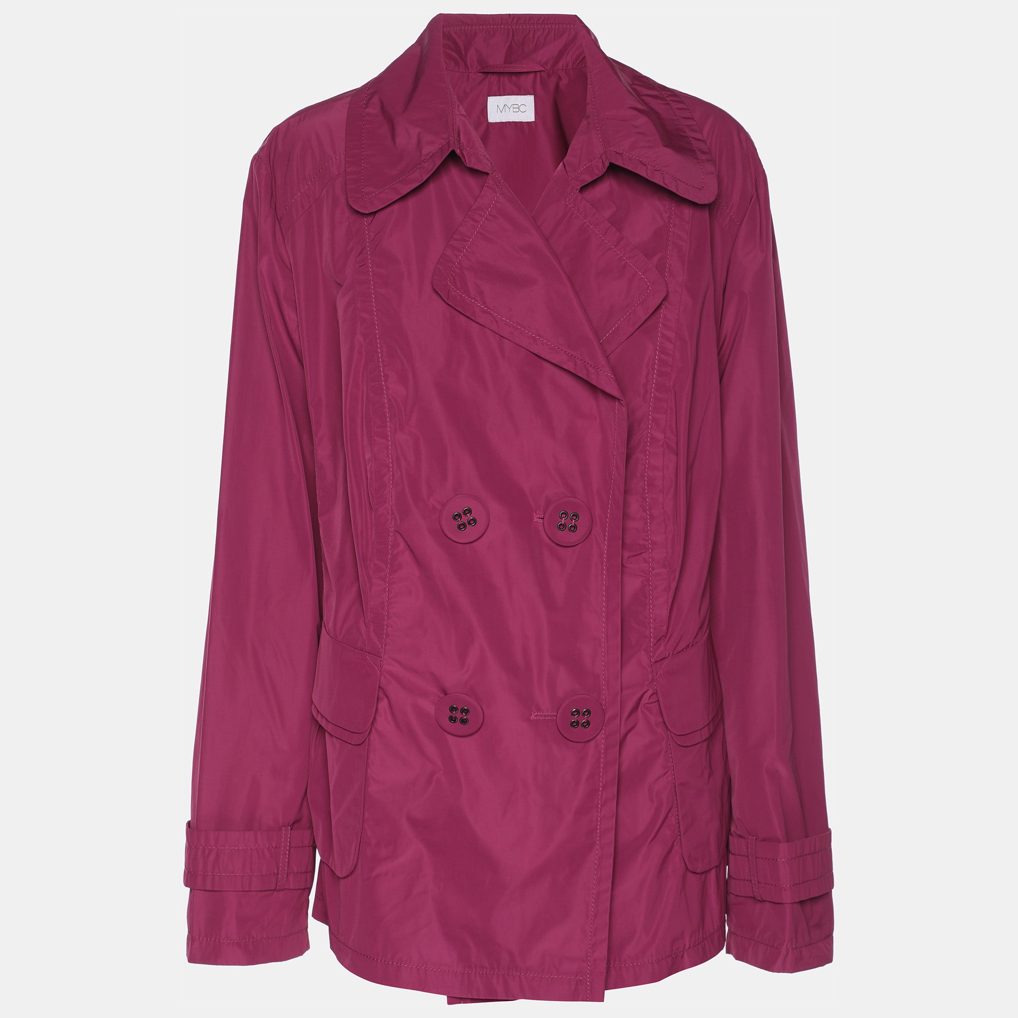 

Двубортный нейлоновый блейзер Mybc розового цвета с поясом