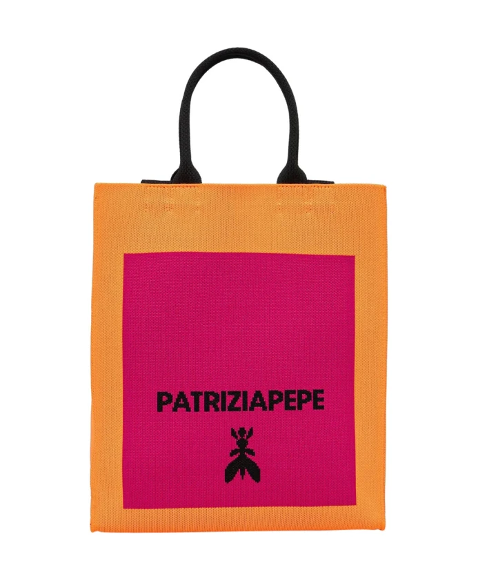 

Оранжевая сумка-шоппер с жаккардовым логотипом Patrizia Pepe, розовый