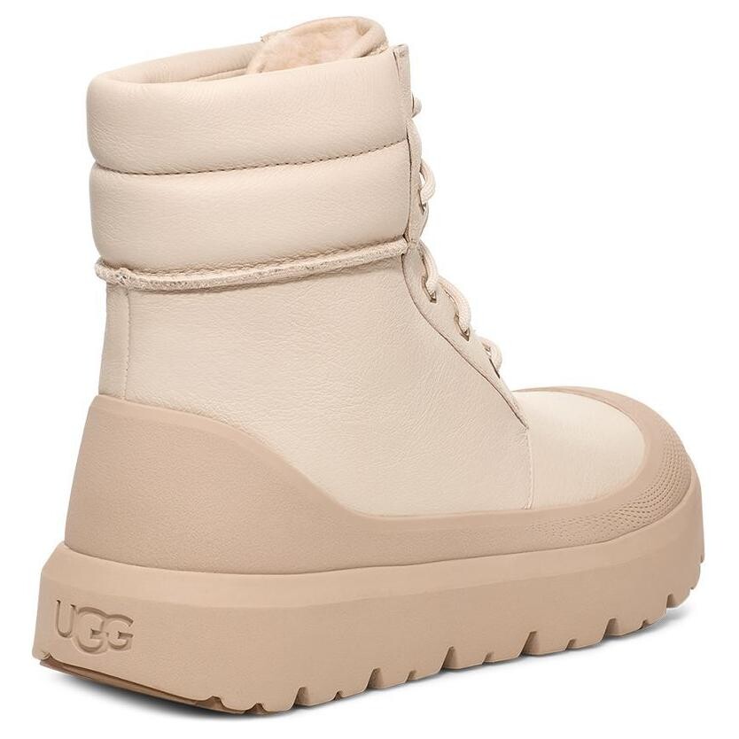 Зимние ботинки мужские Ugg кожаные на шнуровке, пудровый — фото 4