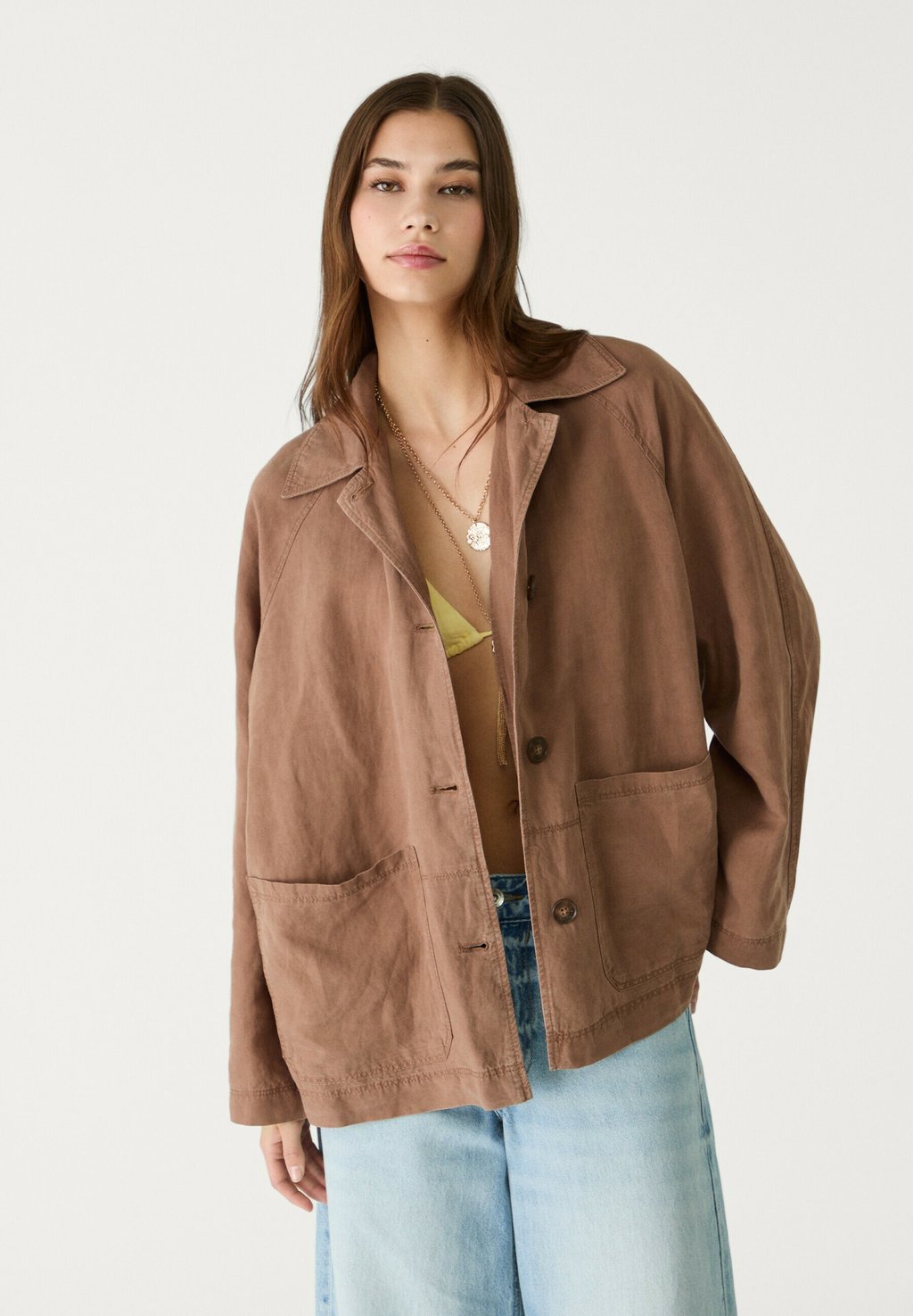 

Летняя куртка Stradivarius, темно-коричневый