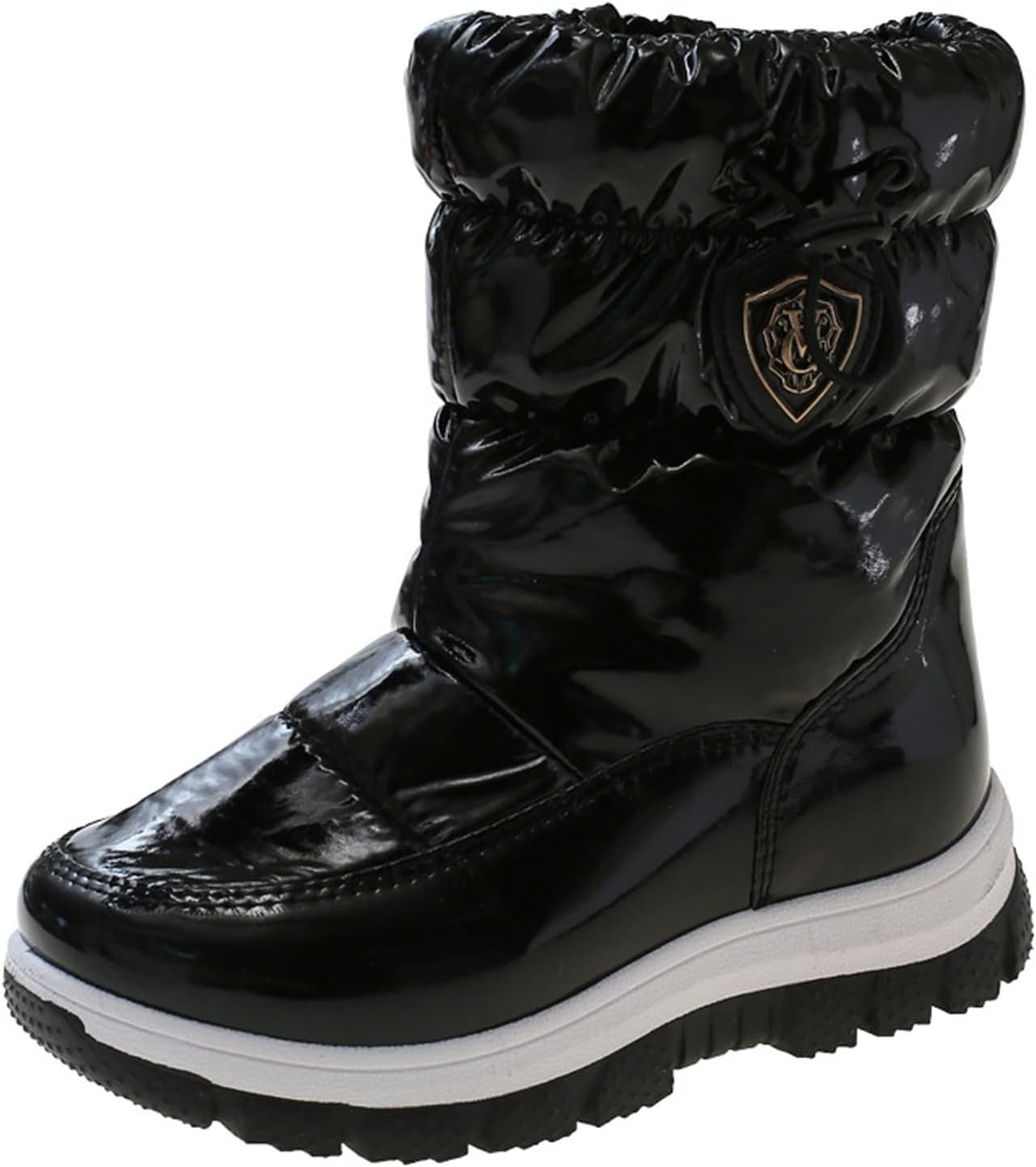 

Детские утепленные зимние сапоги до середины икры для мальчиков и девочек, водонепроницаемые, с противоскользящей подошвой, с подкладкой из искусственного меха, зимняя обувь для улицы Generic, Black