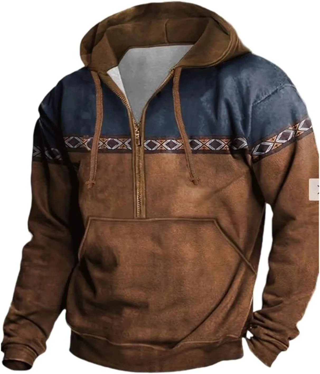 

Толстовка с капюшоном Quarter Zip, мужская, с принтом и карманом