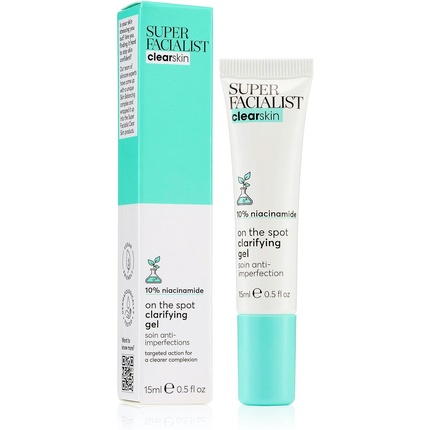 

On The Spot Clarifying Gel Лечение акне с 10% ниацинамидом Масло чайного дерева Пребиотики Подходит для веганов 15 мл Super Facialist