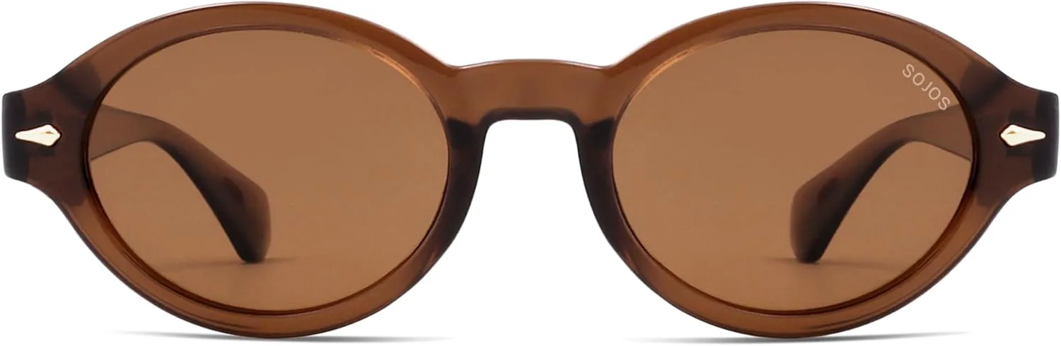 

Солнцезащитные очки SOJOS Retro Oval Polarized для женщин и мужчин, стильные и модные, в стиле 90-х, с защитой от УФ-излучения, модель SJ2630, Brown Frame Brown Lens