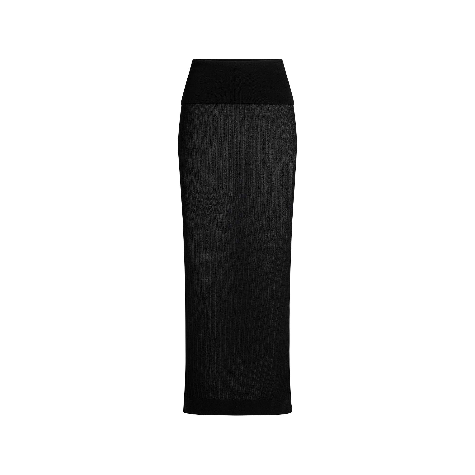 

FW25 SHEER KNIT FOLDOVER LONG SKIRT Вязаная длинная юбка женская Skims, onyx/onyx