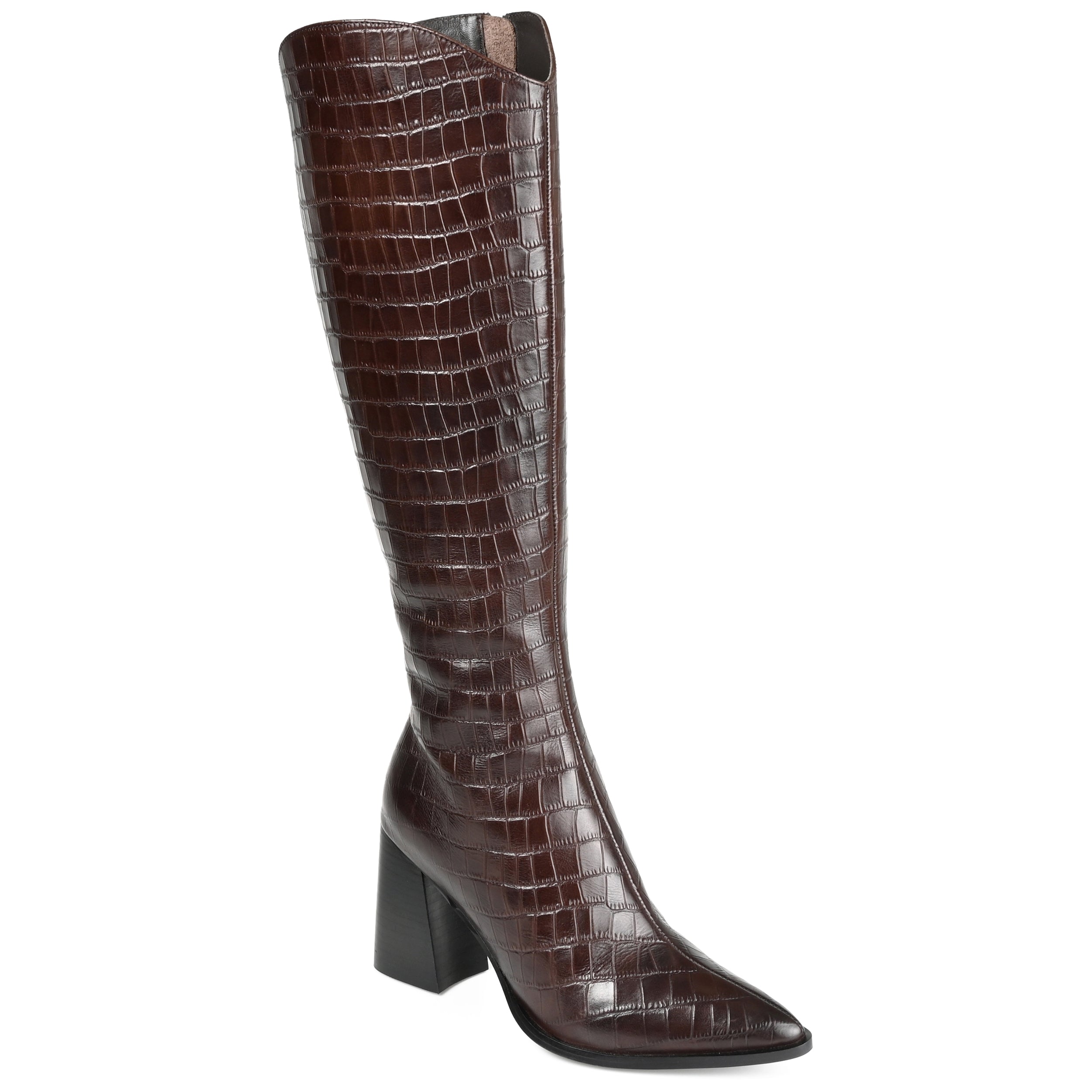 Женские ботинки Journee Signature Wide Calf из натуральной кожи Tru Comfort Foam Laila, коричневый
