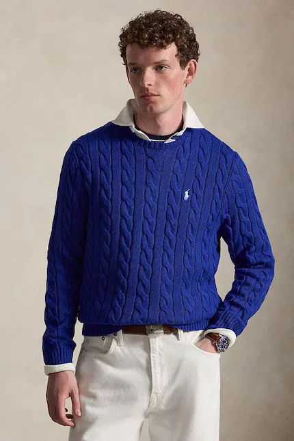Свитер мягкий хлопок классический пуловер Polo Ralph Lauren, синий
