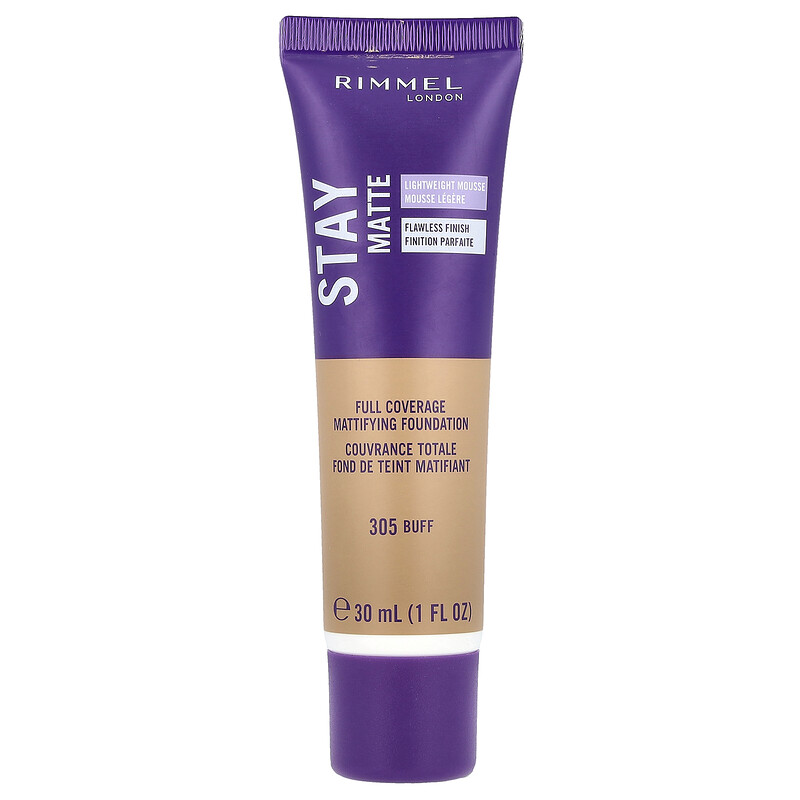 

Rimmel London, Stay Matte, матирующая основа для полного покрытия, оттенок 305 Buff, 30 мл (1 жидк. унц.)