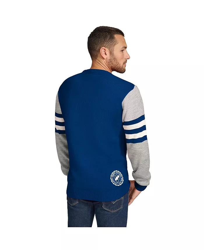 Мужской акриловый свитшот с круглым вырезом Indianapolis Colts в цветах Royal/Heather Gray Tommy Hilfiger — фото 2