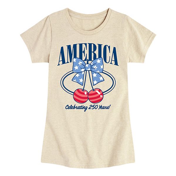 

Футболка с принтом America 250, лук и вишни для девочек 7-16 лет Licensed Character, Beige