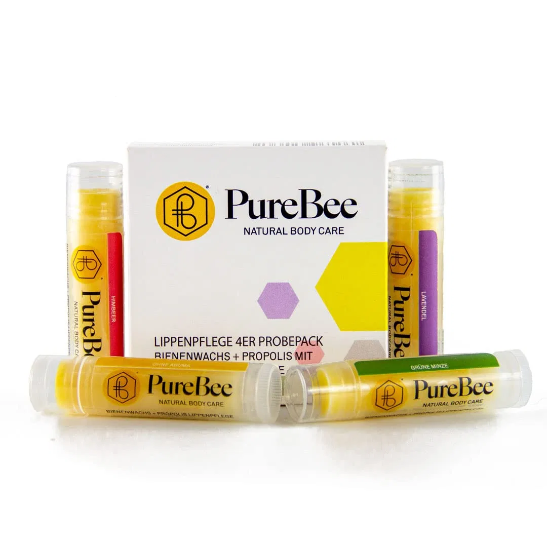 Набор бальзамов для губ с пчелиным воском и прополисом PureBee Purebee