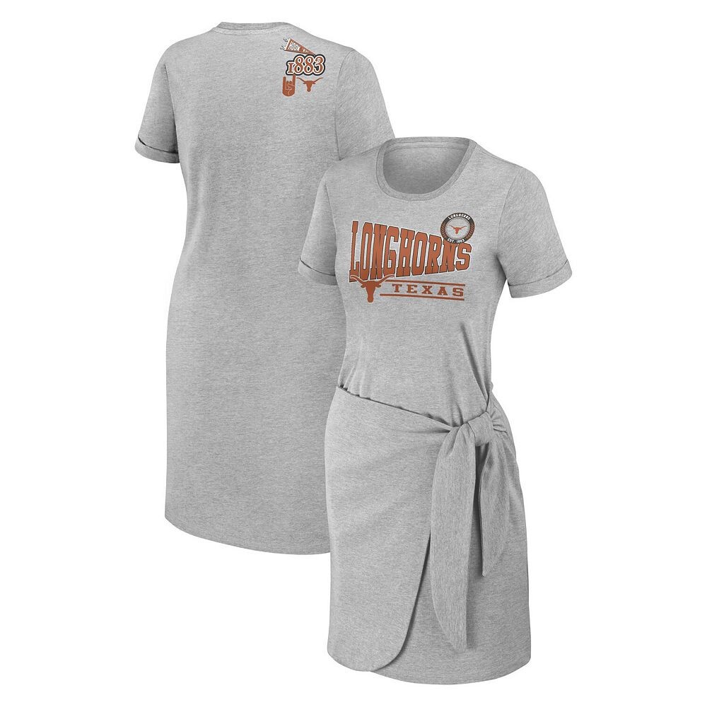 

Женская одежда Erin Andrews Хизер Серое платье-футболка с узлом Texas Longhorns WEAR by Erin Andrews, цвет Tex Grey