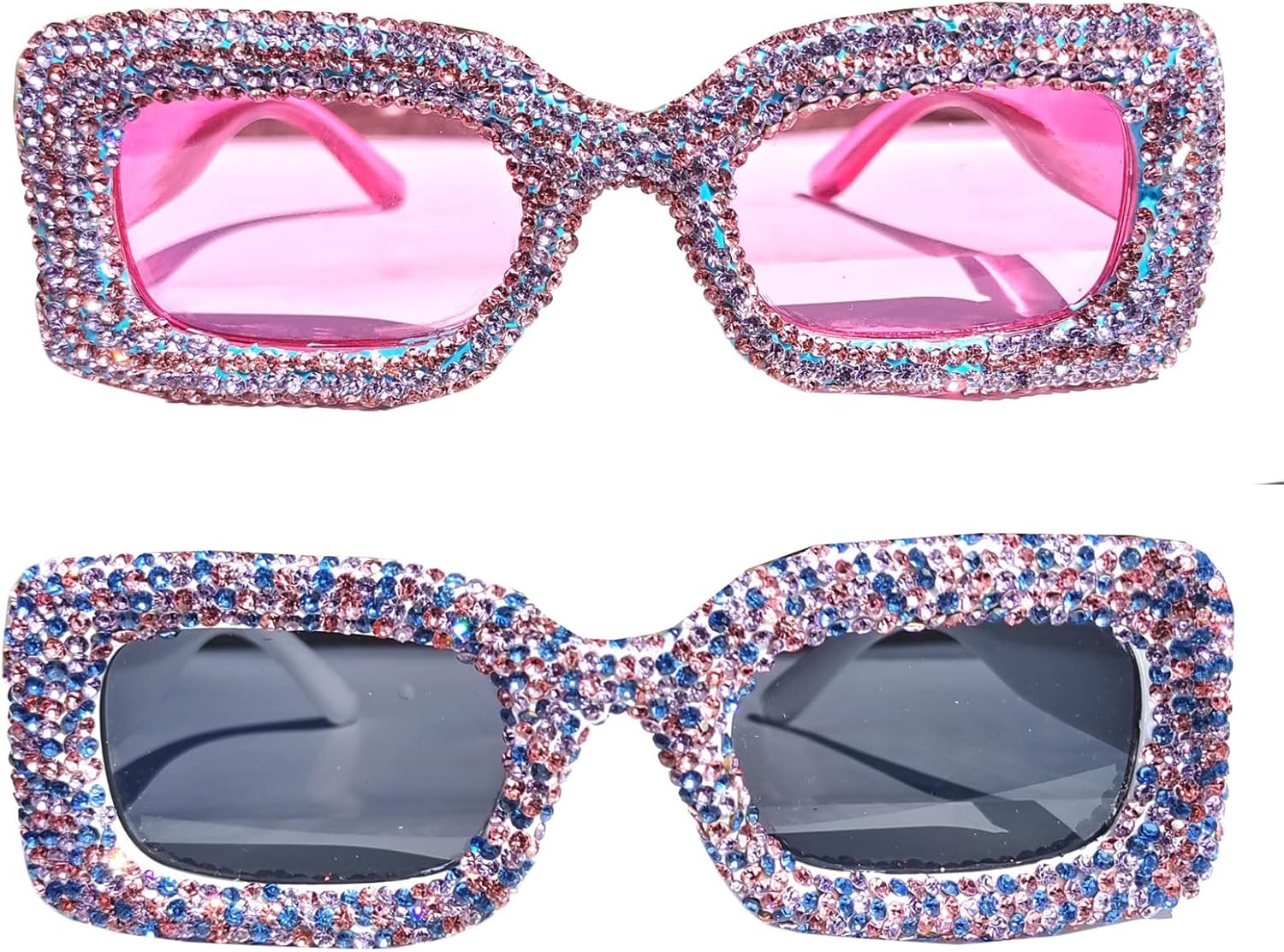 

Солнцезащитные очки Helena прямоугольной формы с бриллиантами для женщин, роскошные, со стразами, в стиле панк, модные квадратные очки с защитой от УФ-излучения UV400, Pink+purple