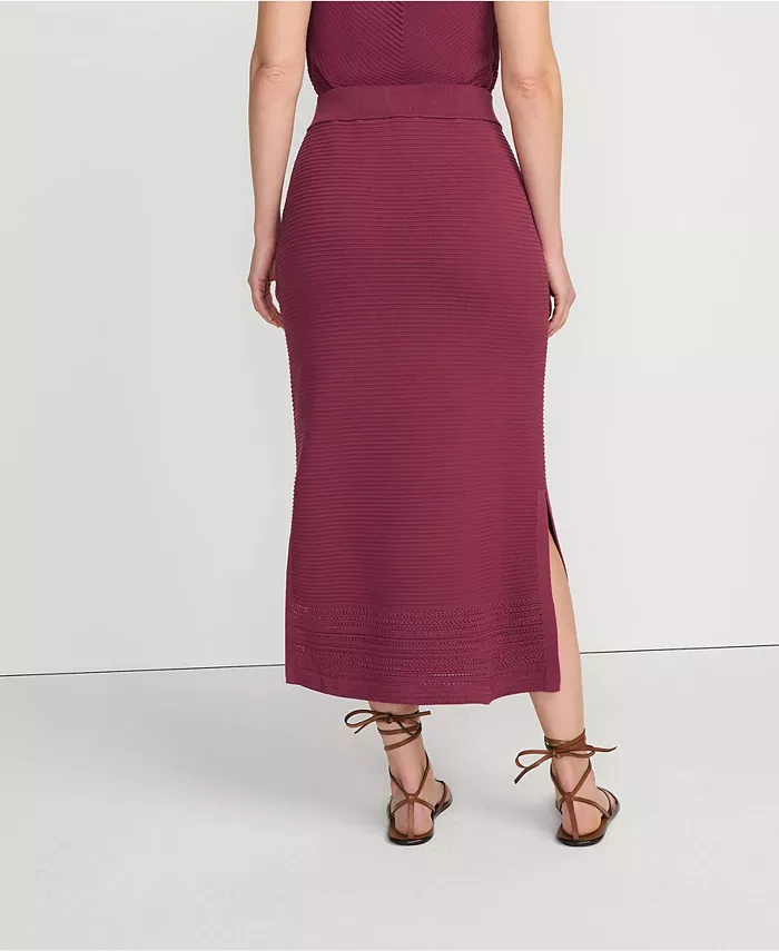 

Женская хлопковая юбка-свитер с ажурным узором, макси, комплект с низом Lands' End, красный