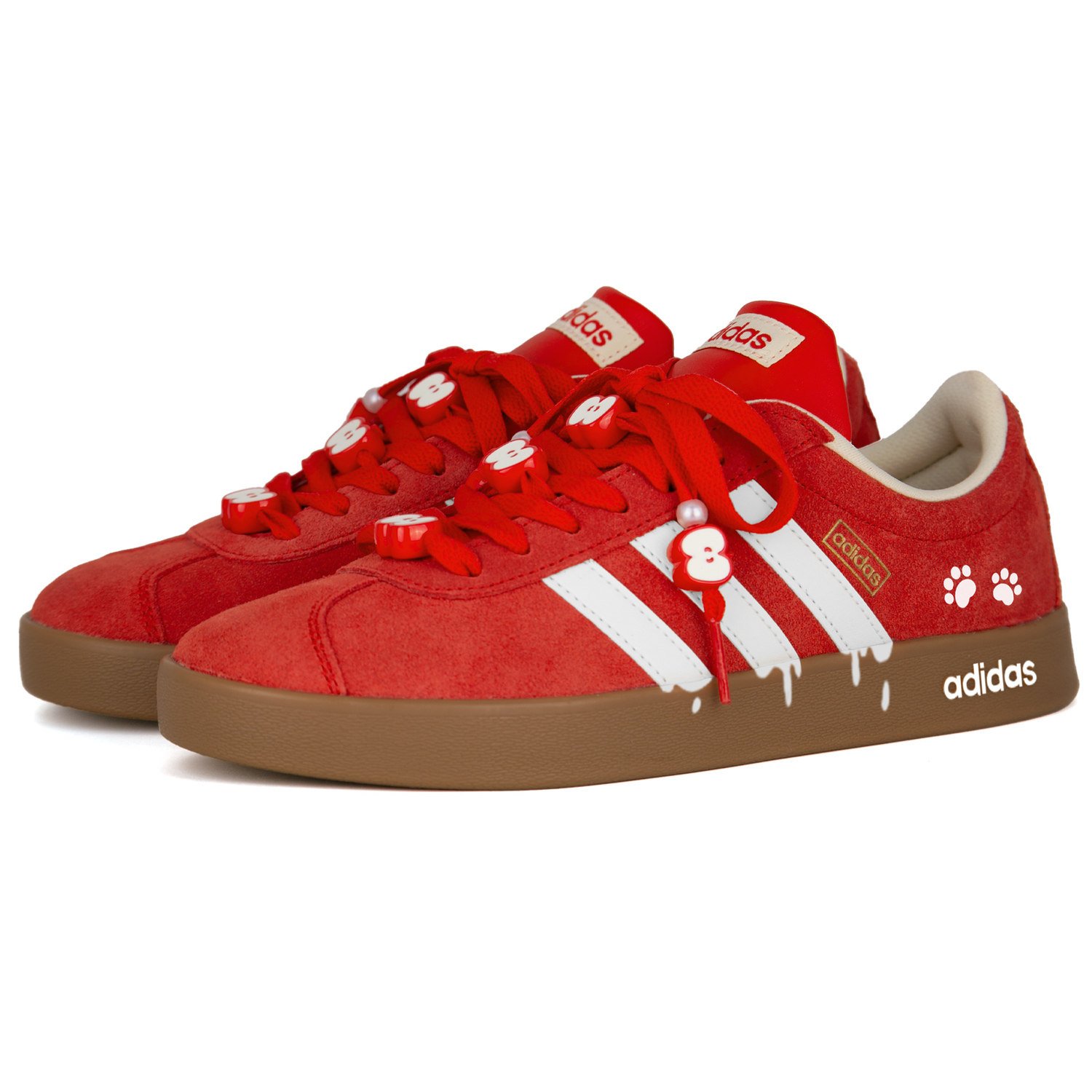 Adidas Vl Court Classic Lucky Apple - износостойкие низкие скейтбордистские кроссовки унисекс, красные — фото 4