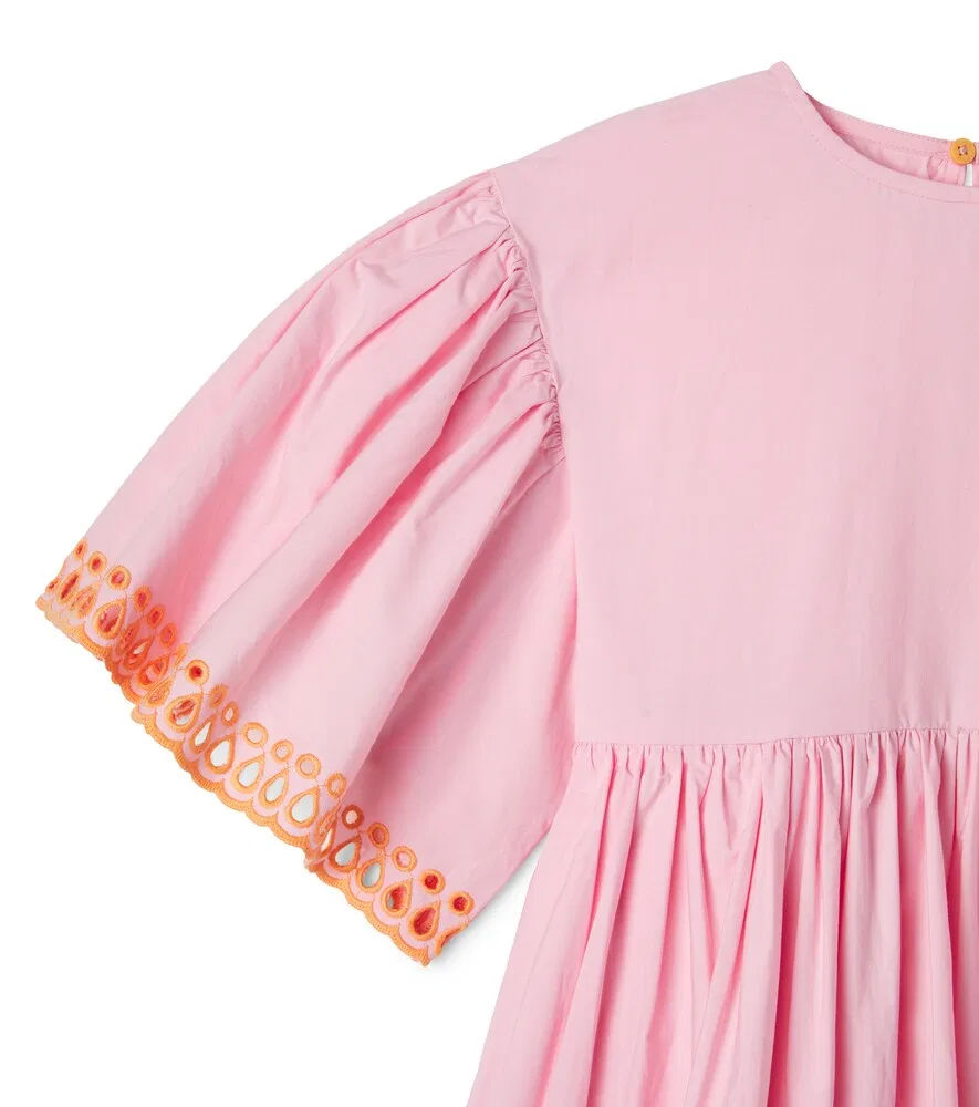 Платье из вышитого хлопкового поплина Stella McCartney Kids, розовый — фото 4