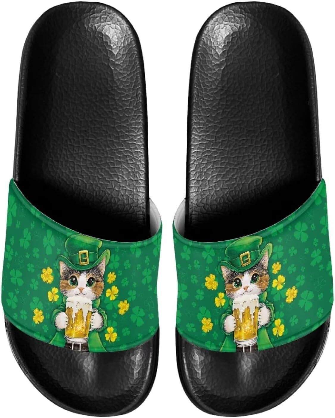 

Тапочки для женщин и мужчин, нескользящие, быстро сохнущие, для душа, сандалии для ванной Judentidos, Saint Patrick's Day Cute Cat
