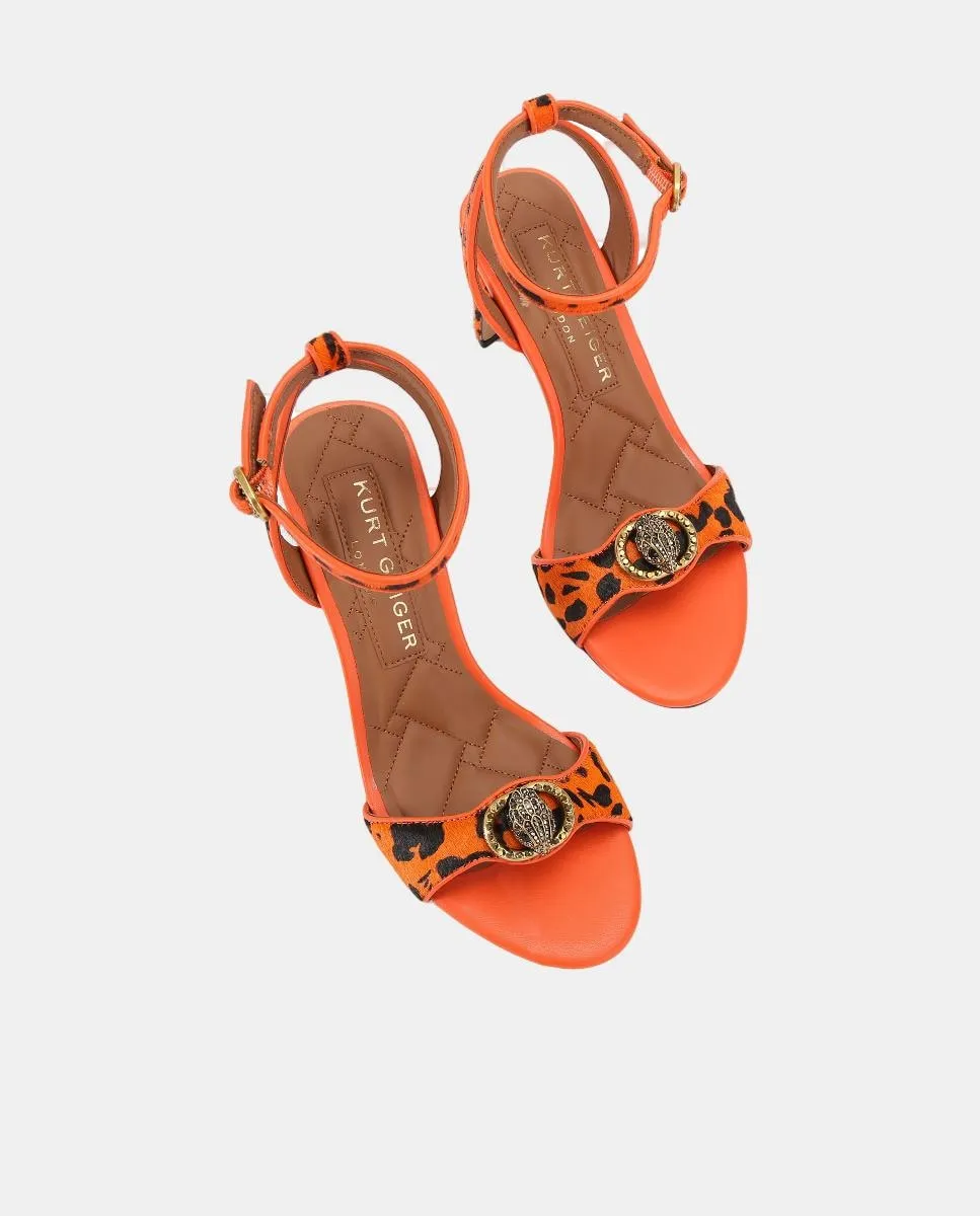 Женские сандалии Челси на массивном каблуке из кожи с принтом Kurt Geiger, ярко-оранжевый — фото 2