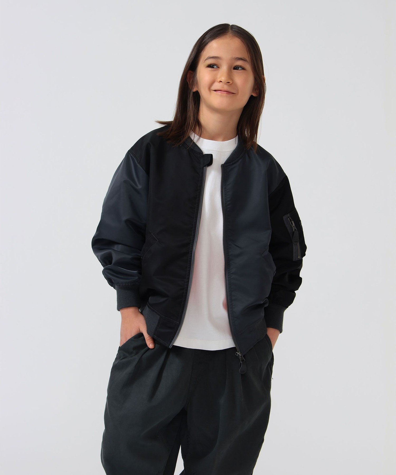 BEAMS * Детская куртка BEAMS / Crazy MA-1 (110~160 см) 26SS Kodomo Beams, BLACK — фото 3