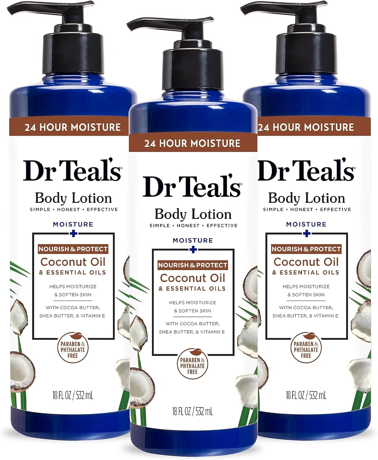 Лосьон для тела Dr Teal's с кокосовым маслом, 18 fl oz (3 шт.)