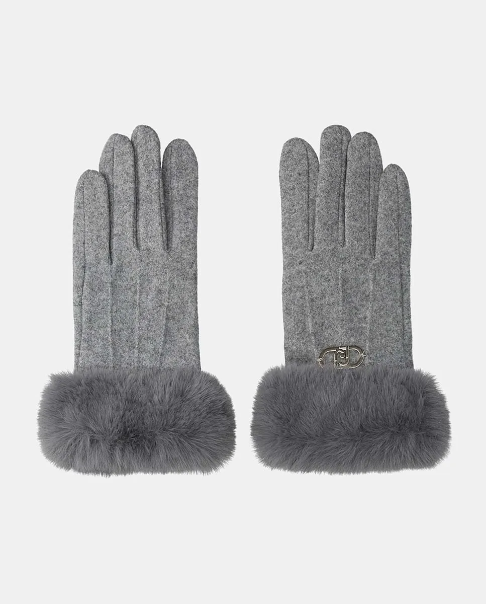 

Тканевые перчатки с меховым манжетом LIUJO, серый