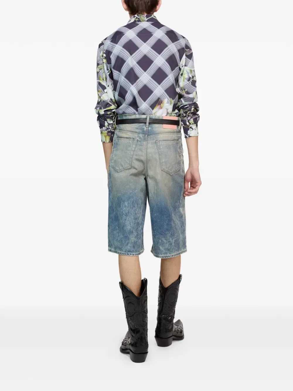 Рубашка с цветочным принтом Acne Studios, синий — фото 3