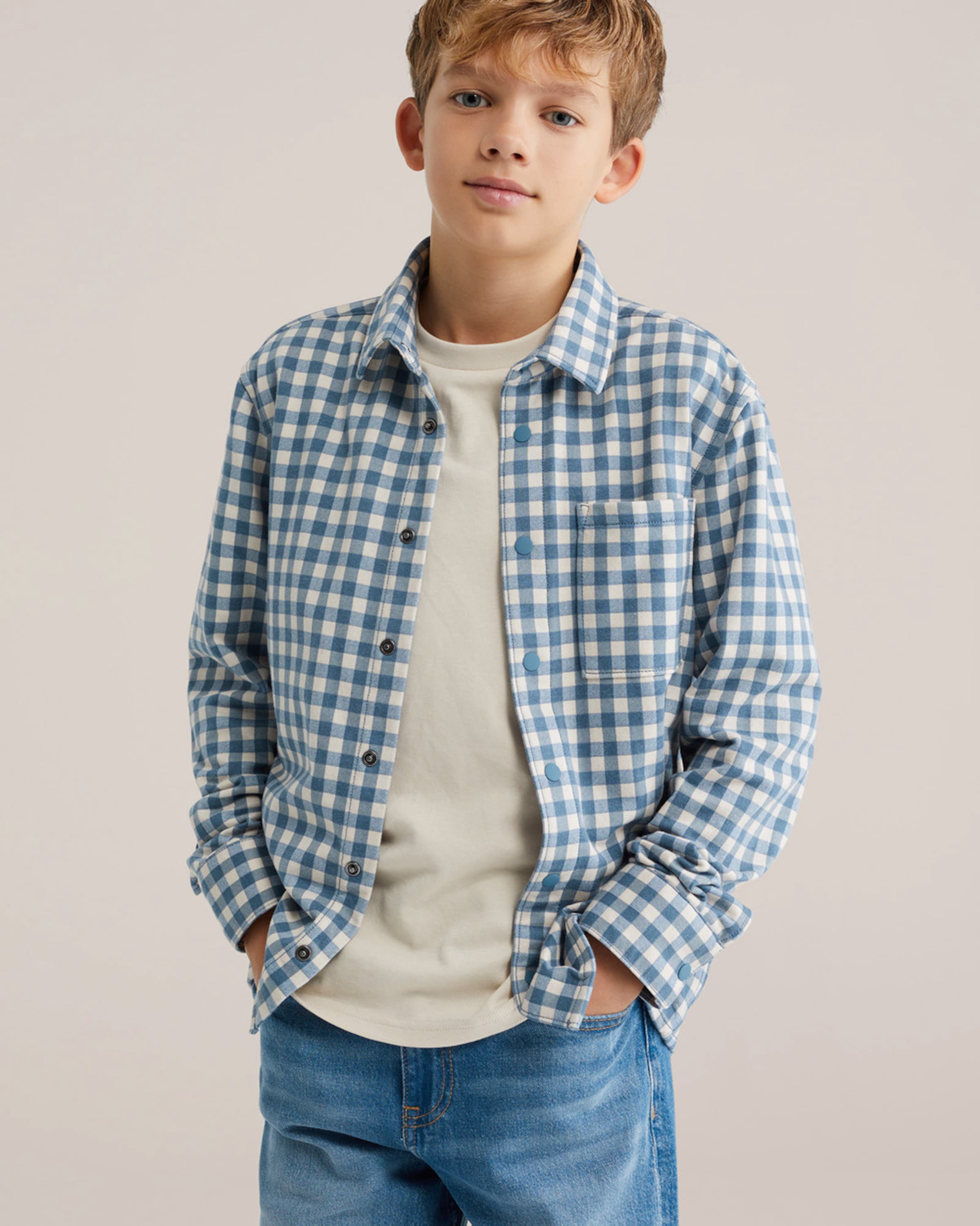 WE Fashion Рубашка на пуговицах синего цвета Regular fit — фото 3