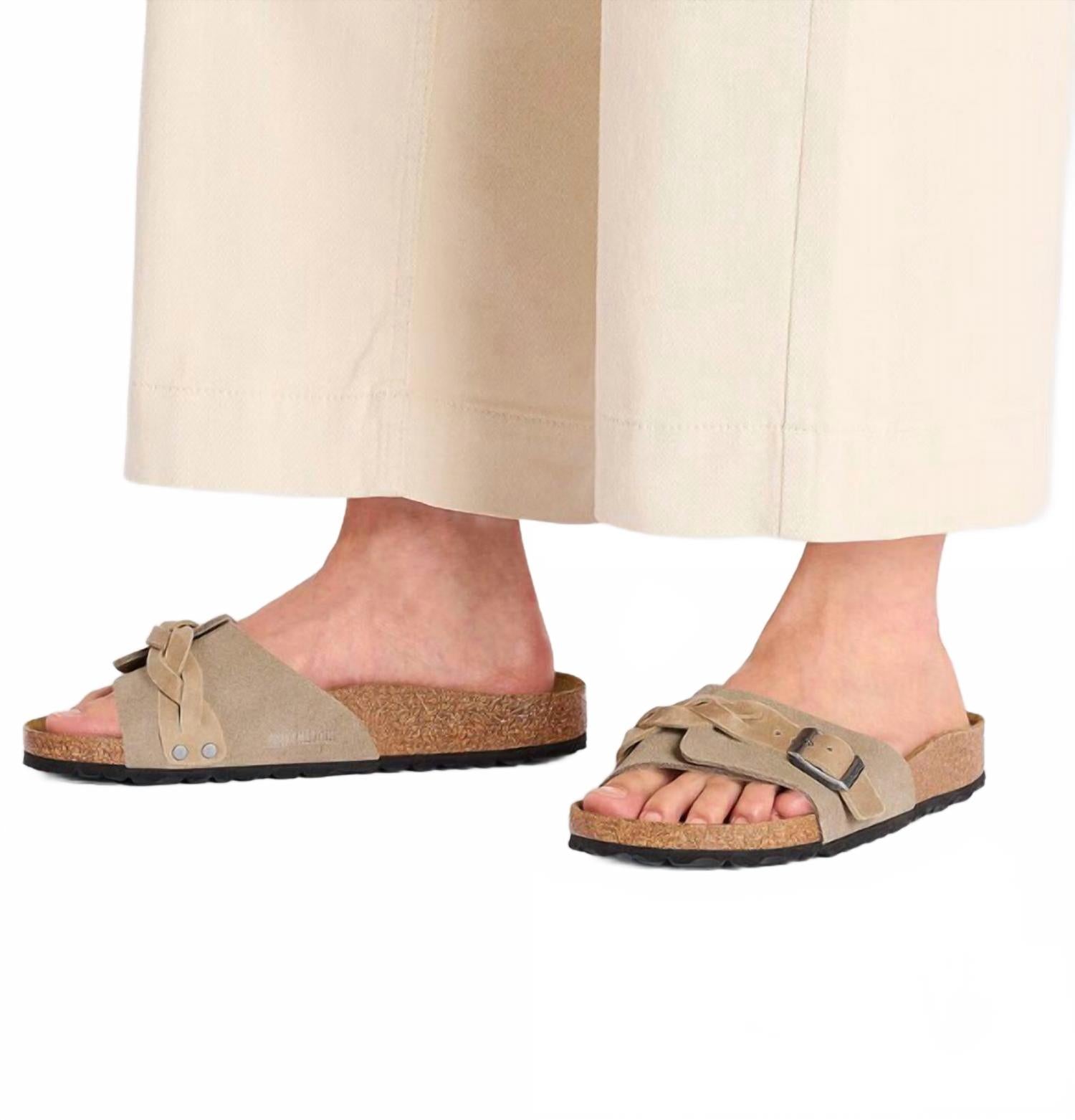 Женские плетеные замшевые сандалии Oita в цвете таупе Birkenstock, Taupe — фото 4