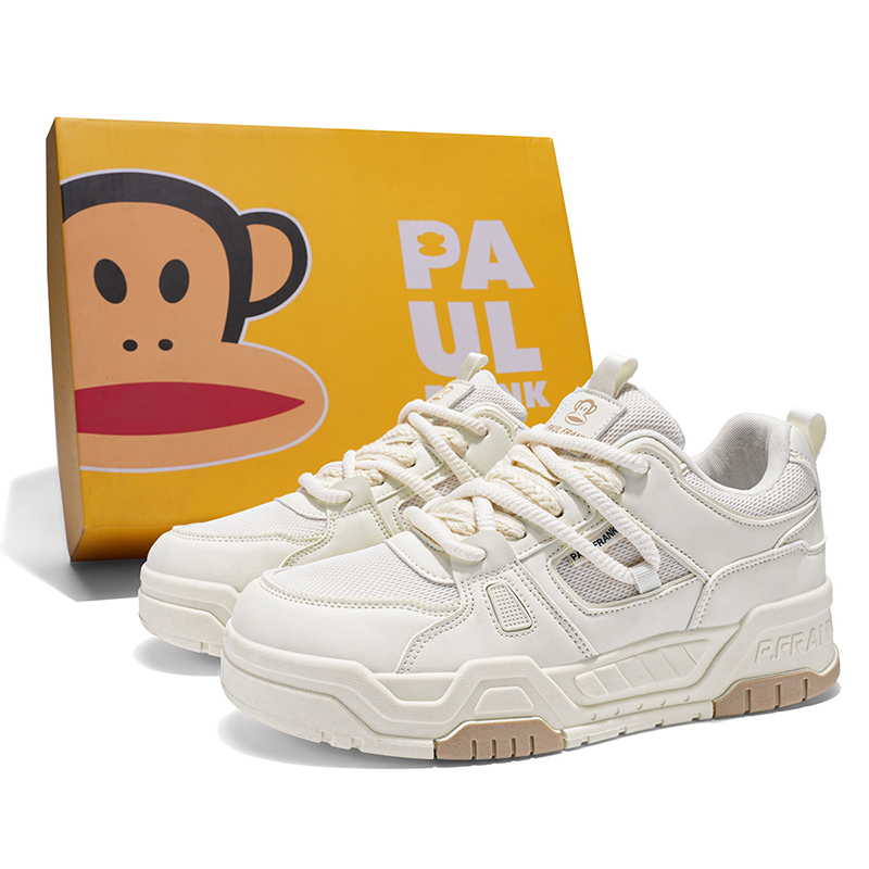 

PAUL FRANK Скользоустойчивые дышащие низкие скейтерские кроссовки для мужчин с эффектом увеличения роста - экрю, цвет Ecru