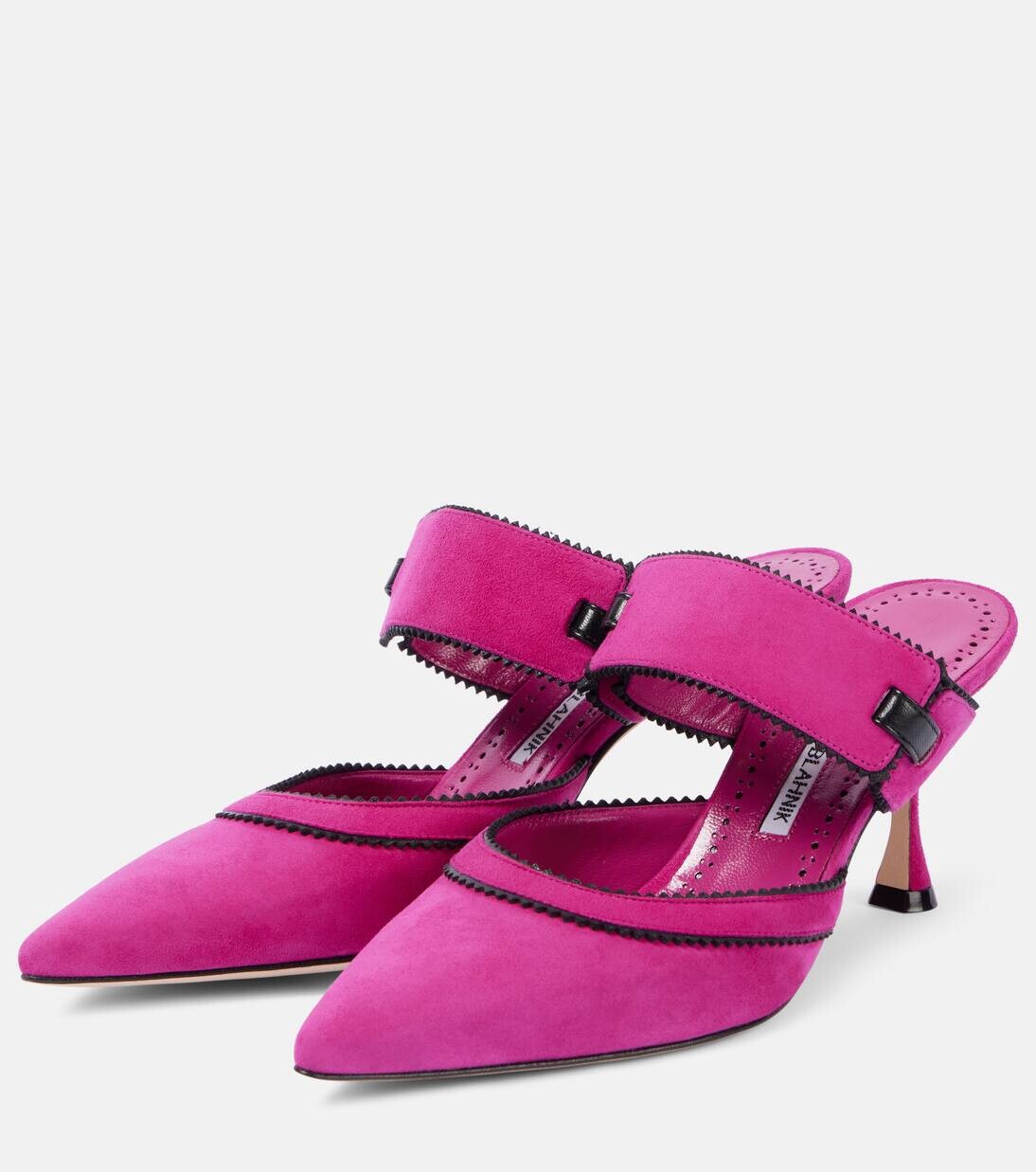 Замшевые мюли Brontiamusa 70 Manolo Blahnik, цвет 6533 dpnk/0015 blck — фото 4