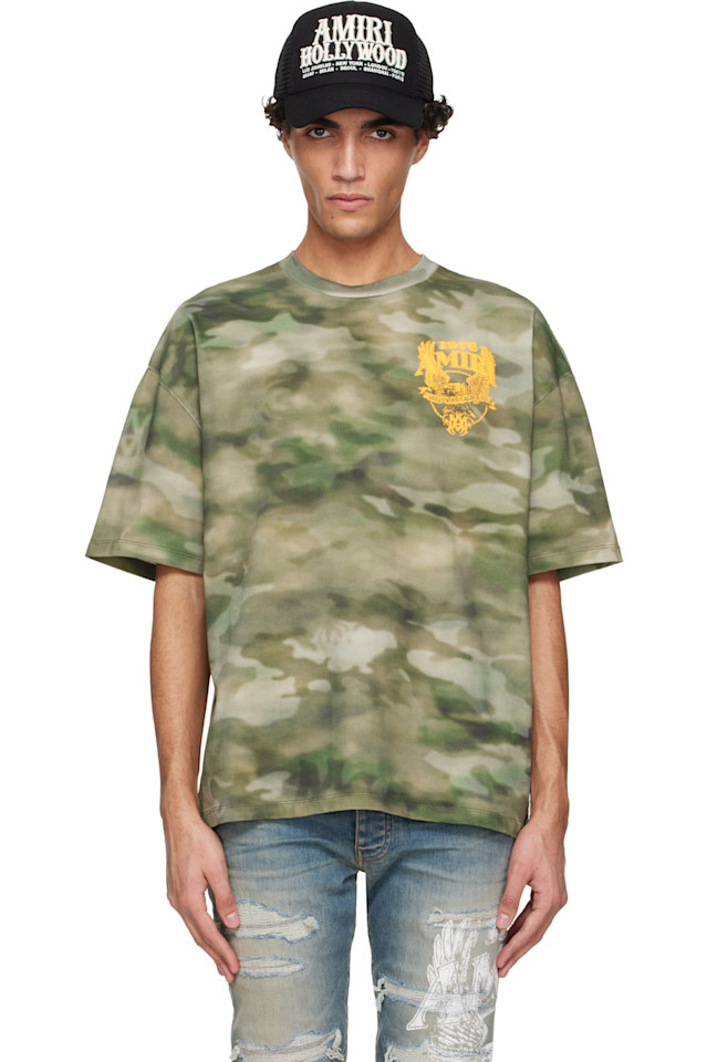 

Amiri Зеленая футболка оверсайз с изображением орла Амири