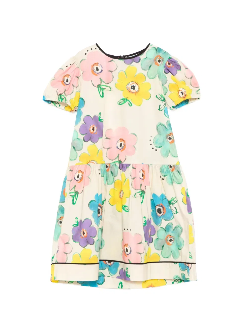 Платье с цветочным принтом Marni Kids, нейтральный