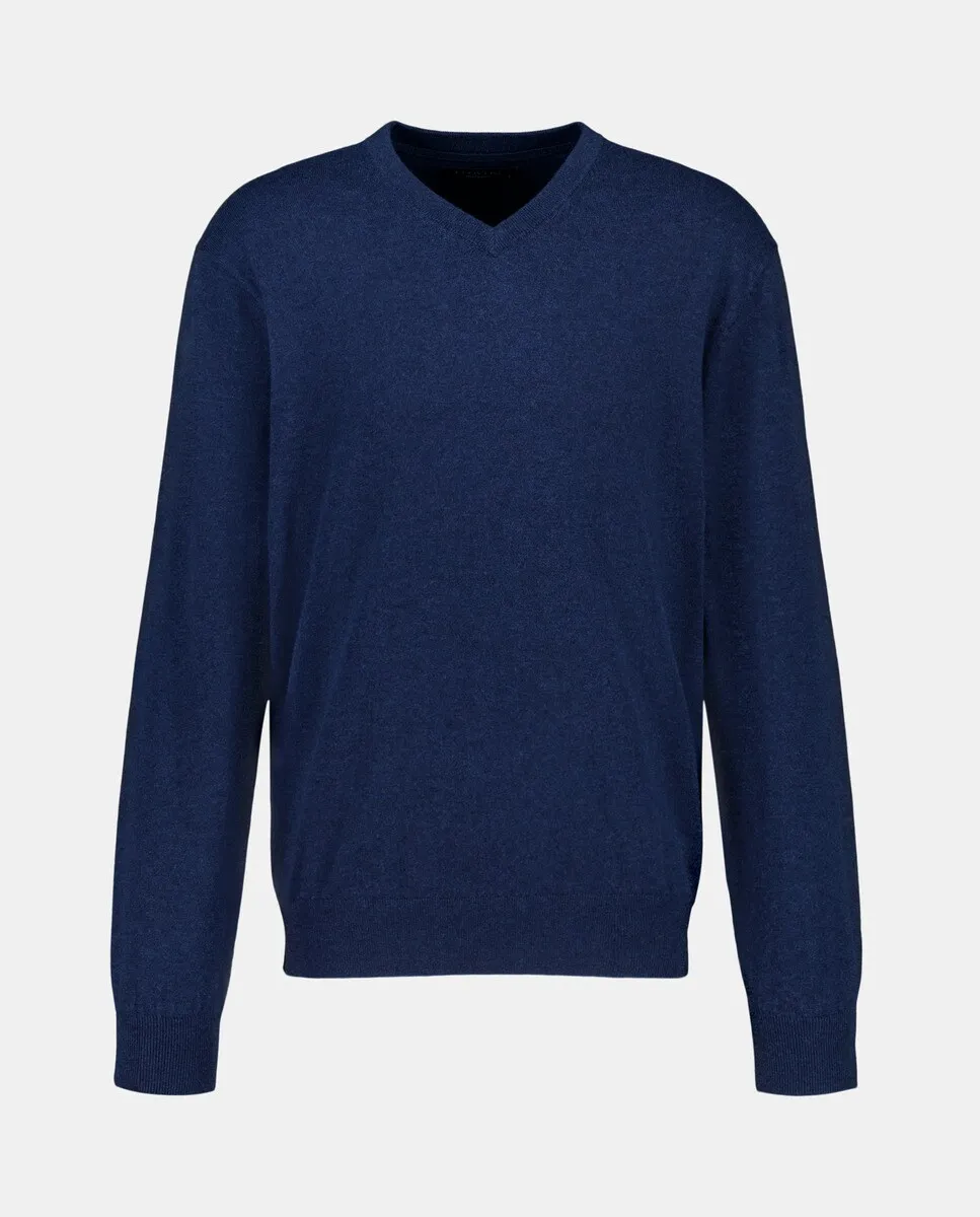 

Мужской свитер с V-образным вырезом из смеси хлопка и шерсти Lloyd's, темно-синий