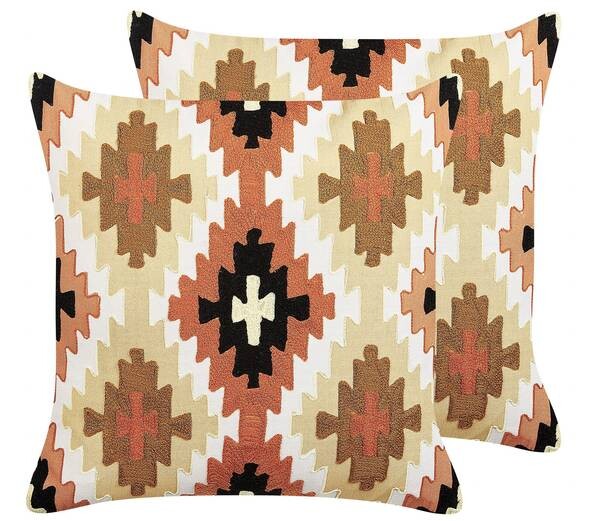 

Подушка Beliani 2 шт SERAMPORE, 50x50x50 см цвет beige/schwarz/braun/multicolor/weiß