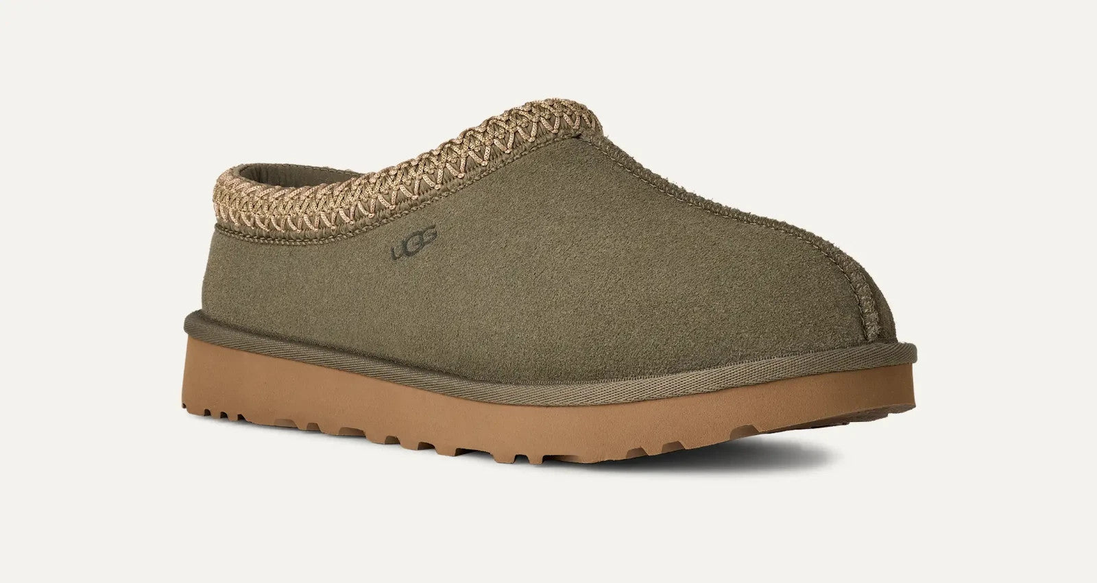 Женские тапочки UGG Tasman II 1174470-MSG из овчины цвета мох, без застежек GUG1, зеленый