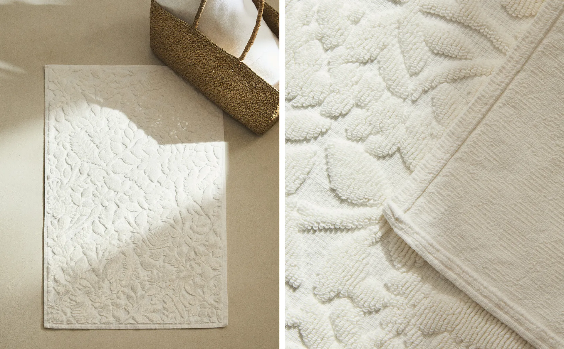 

Нескользящий велюровый жаккардовый коврик для ванной Zara Home, цвет Oyster White