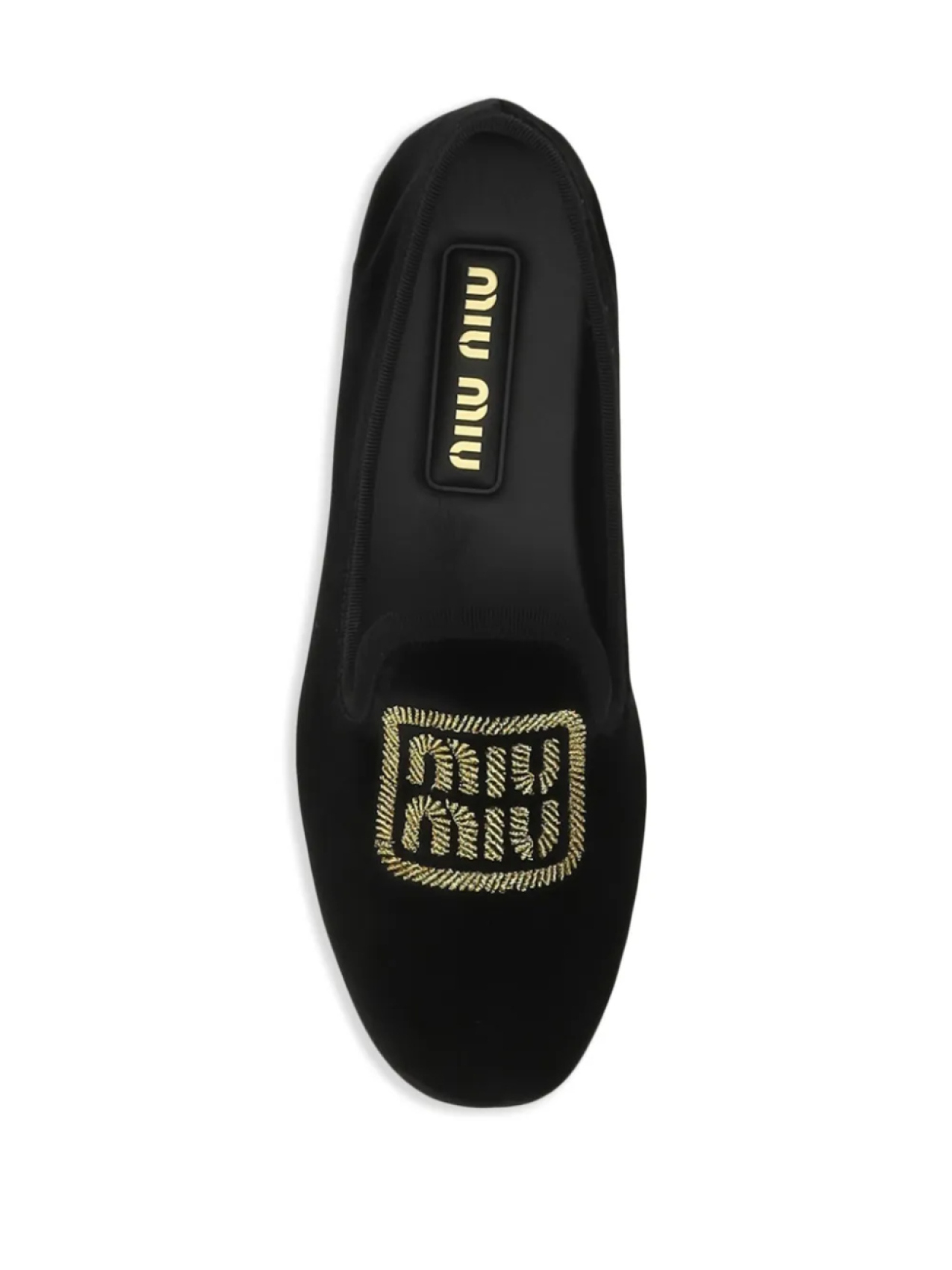 Слиперы с вышитым логотипом Miu Miu, черный — фото 4